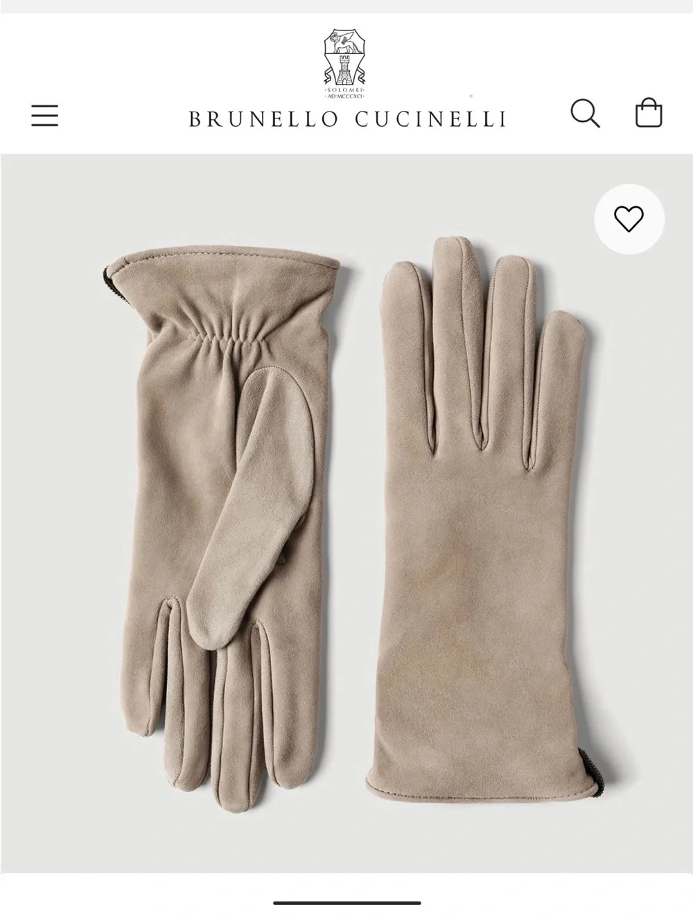 Brunello Cucinelli Women Taupe Suede Gloves with Bead Detail